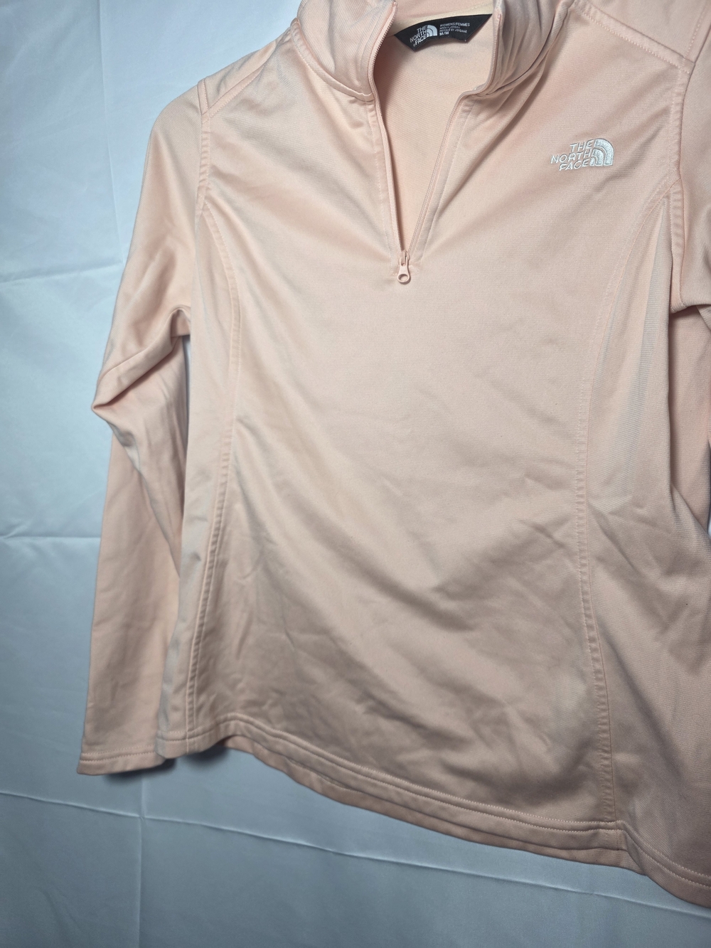 The North Face Women's Light Pink Quarter-Zip Performance Top Medium Preppy Y2K